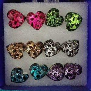 Leopard Print Heart Earrings Bundle Gift